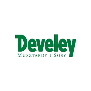 Logo z napisem Develery Musztardy i Sosy, zielony znak na białym tle strony