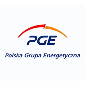Logo PGE Polska Grupa Energetyczna z napisem, grafika informacyjna na stronie